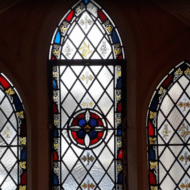 three bespoke stain glassed church windows