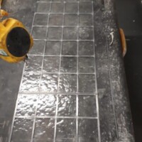 Stained glass window being repaired in workshop Stained glass window being repaired in workshop