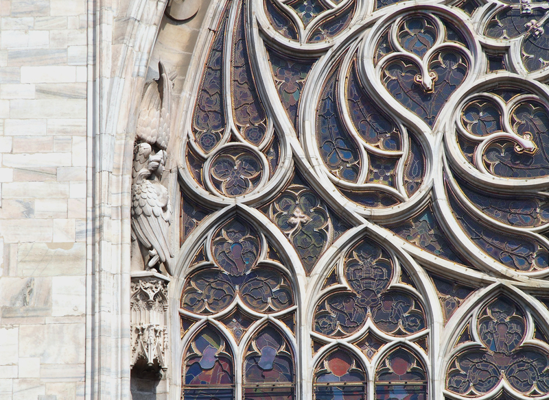 stained glass window at notre dame cathedral paris